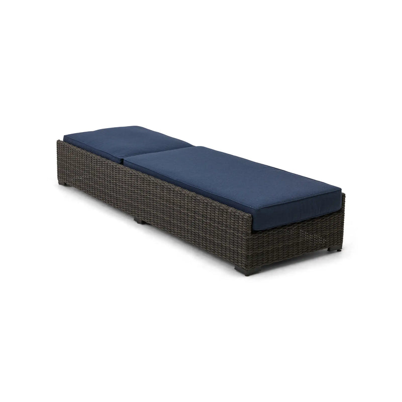 Ellis Silver Oak Woven Indigo Acrylic Chaise Lounge -  The Great Escape