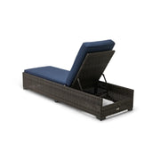 Ellis Silver Oak Woven Indigo Acrylic Chaise Lounge -  The Great Escape