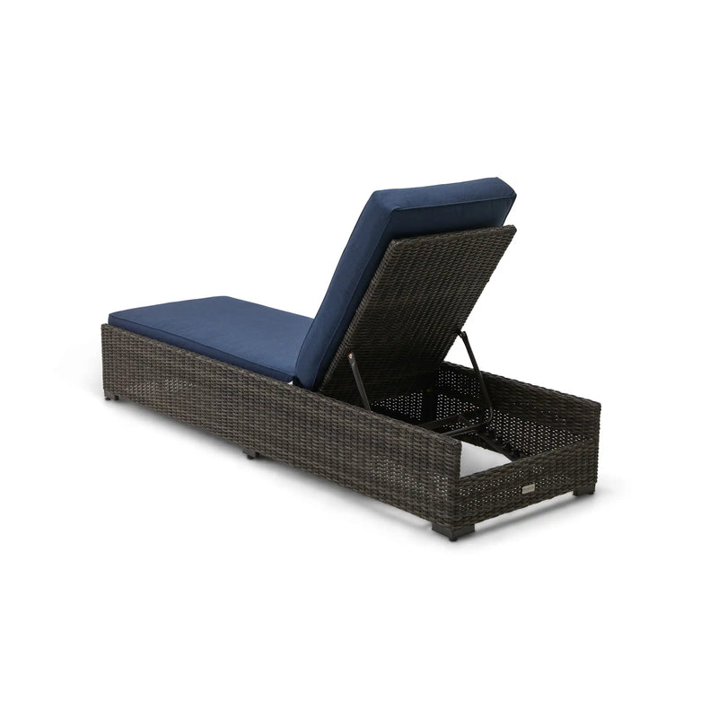 Ellis Silver Oak Woven Indigo Acrylic Chaise Lounge -  The Great Escape