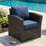 Ellis Cushioned Woven Club Chair - Indigo - The Great Escape