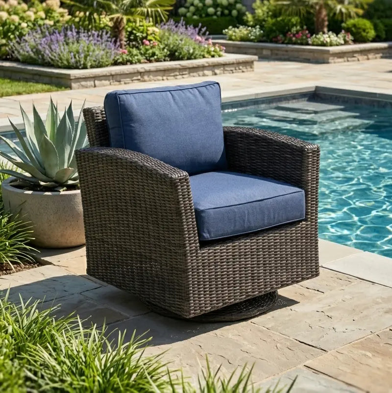 Ellis Indigo Acrylic Swivel Glider - The Great Escape