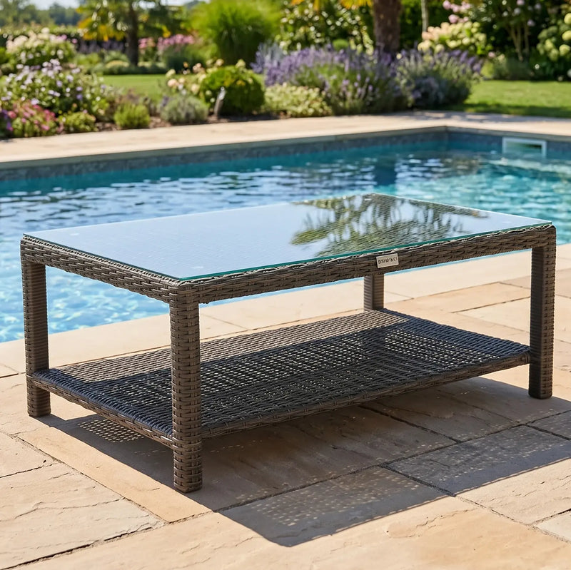 Ellis Silver Oak 20"x40" Rectangle Woven Coffee Table - The Great Escape