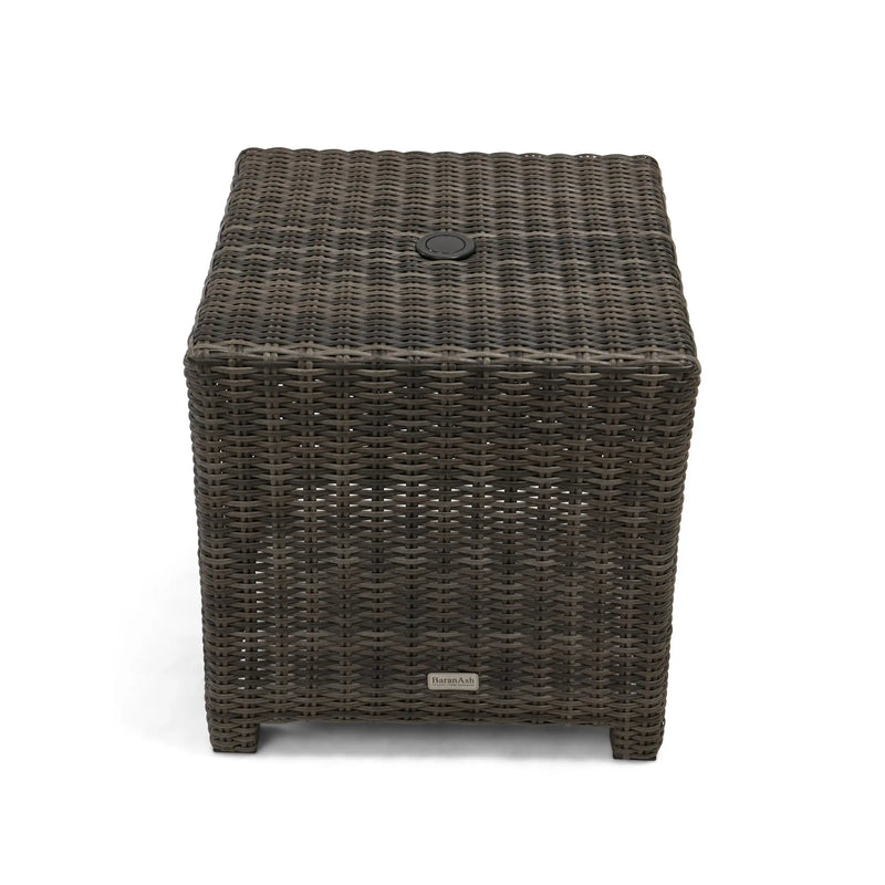 Ellis Silver Oak 22" Square Umbrella Woven End Table - The Great Escape