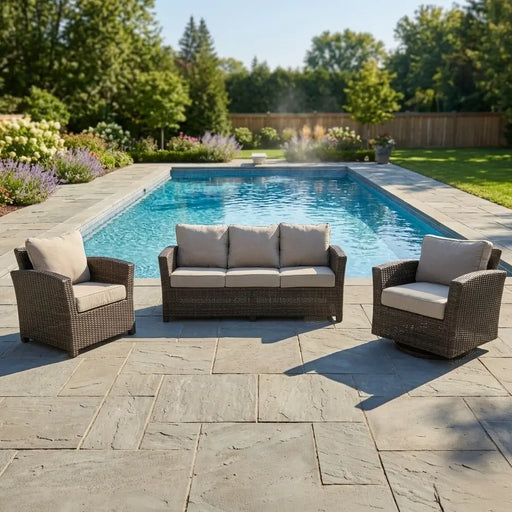 Ellis 3 Piece Dove Acrylic Sofa Group - The Great Escape