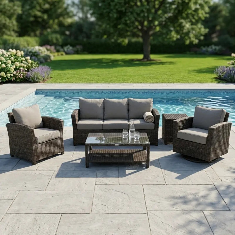 Ellis 5 Piece Dove Acrylic Sofa Chat Group - The Great Escape
