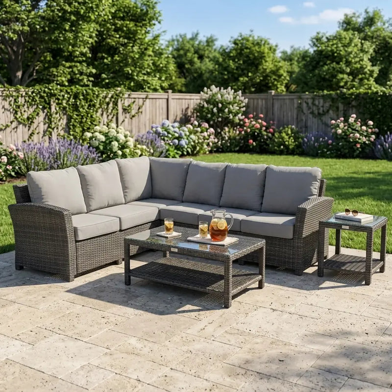 Ellis 6 Piece Sectional Chat Group Dove Acrylic - The Great Escape