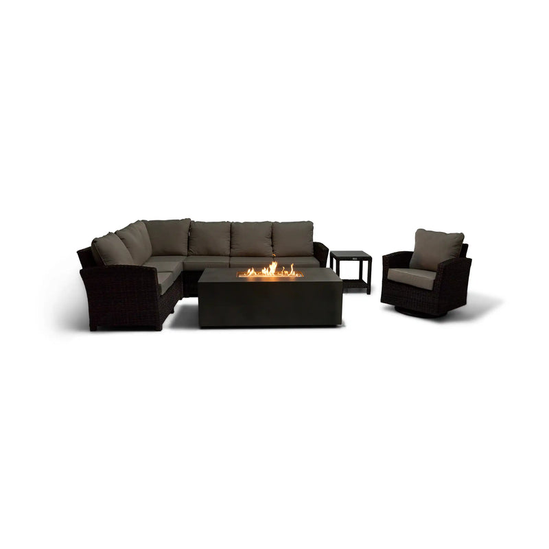 Ellis 7 Piece Sectional Firepit Chat Group Dove Acrylic - The Great Escape