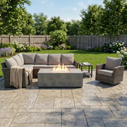 Ellis 7 Piece Sectional Firepit Chat Group Dove Acrylic - The Great Escape
