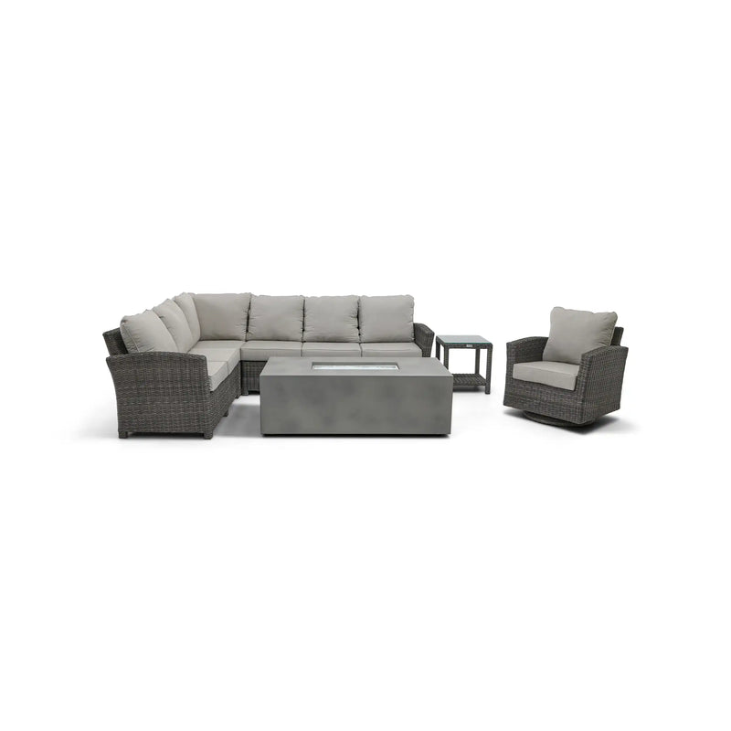Ellis 7 Piece Sectional Firepit Chat Group Dove Acrylic - The Great Escape