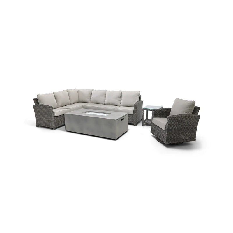 Ellis 7 Piece Sectional Firepit Chat Group Dove Acrylic - The Great Escape