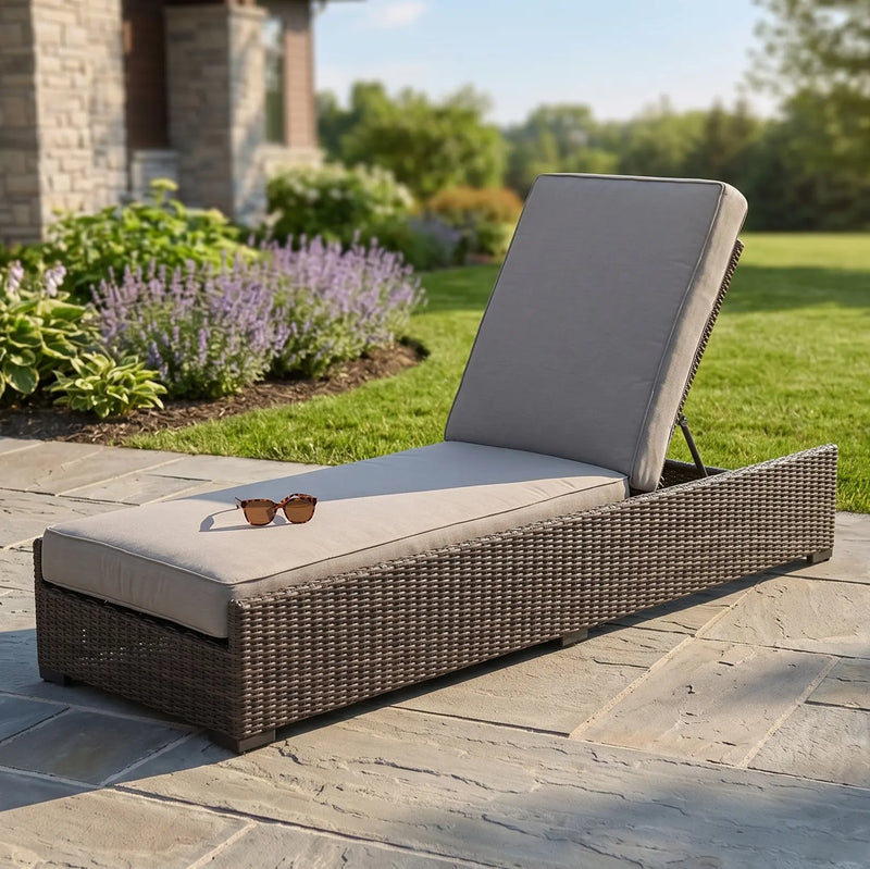 Ellis Silver Oak Woven Dove Acrylic Chaise Lounge - The Great Escape