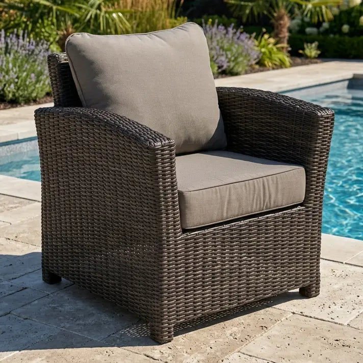 Ellis Cushioned Woven Club Chair - Dove - The Great Escape