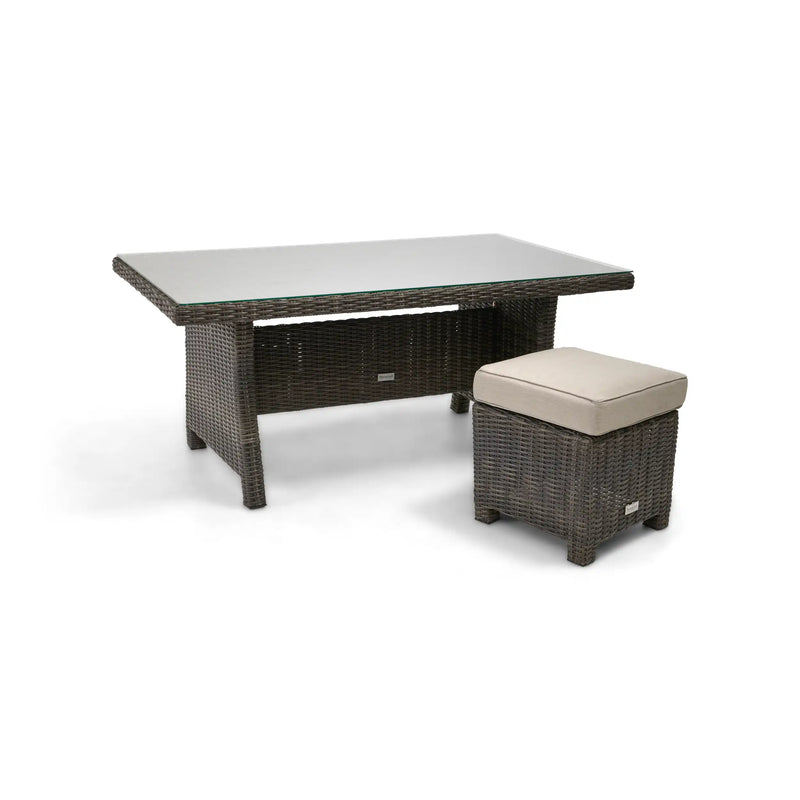 Ellis Dove Acrylic Conversation Table and 2 Woven Cube Ottomans - The Great Escape