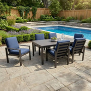 Sutton Cushioned 7 Piece Dining Group Indigo - The Great Escape