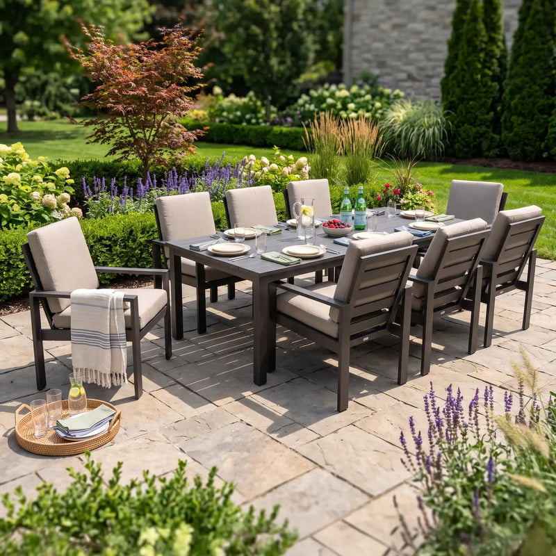 Sutton Cushioned 9 Piece Dining Group Dove - The Great Escape
