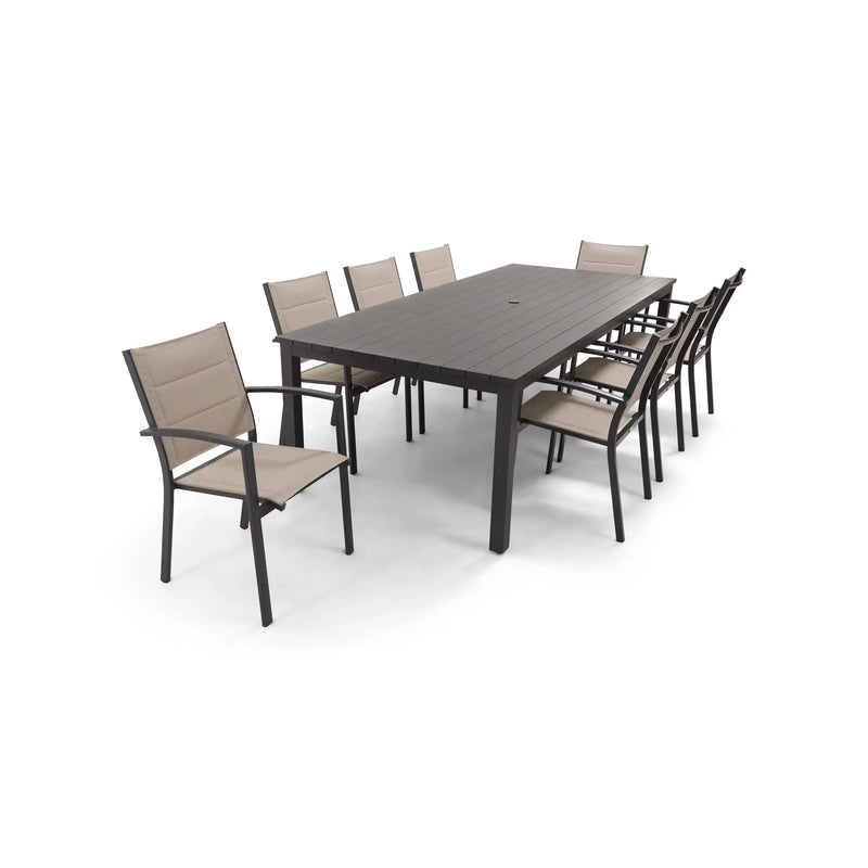 Sutton Sling 9 Piece Dining Group  W/ 44"x100" Rect. Table - The Great Escape