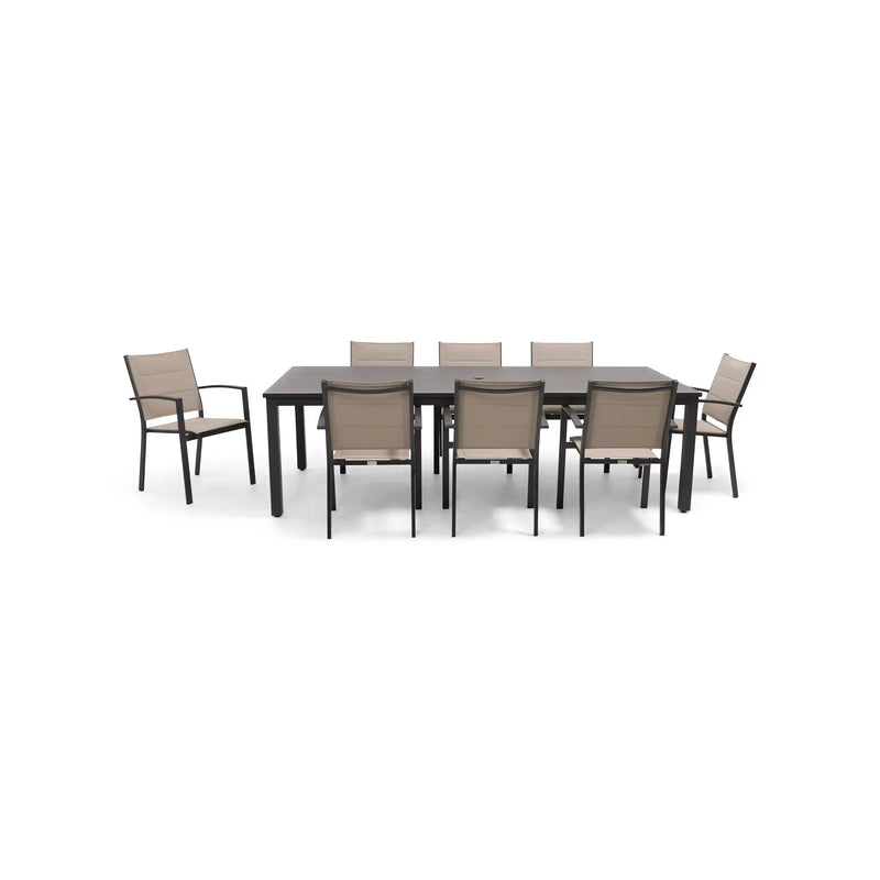 Sutton Sling 9 Piece Dining Group  W/ 44"x100" Rect. Table - The Great Escape