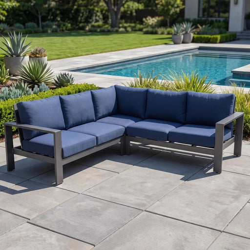Sutton Grey 3 Piece Sectional Group Indigo - The Great Escape