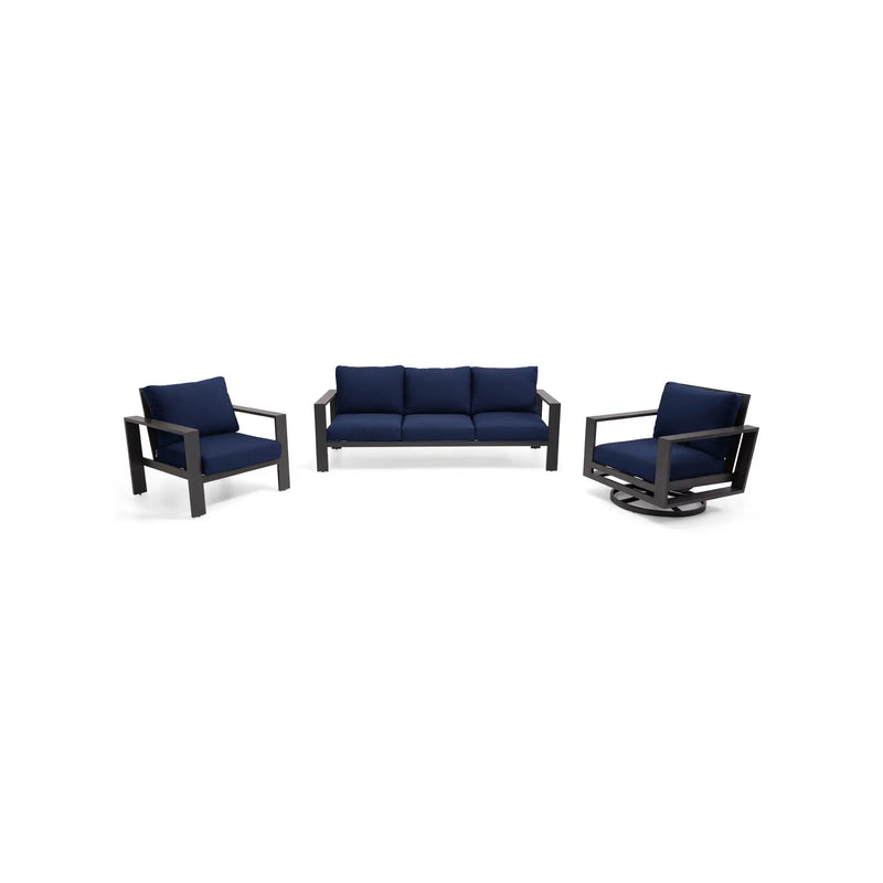 Sutton Grey 3 Piece Sofa Group - Indigo - The Great Escape