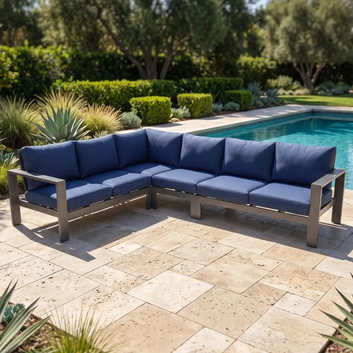 Sutton Grey 4 Piece Sectional Group Indigo - The Great Escape