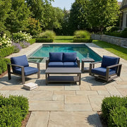 Sutton Grey 5 Piece Loveseat Group Indigo - The Great Escape