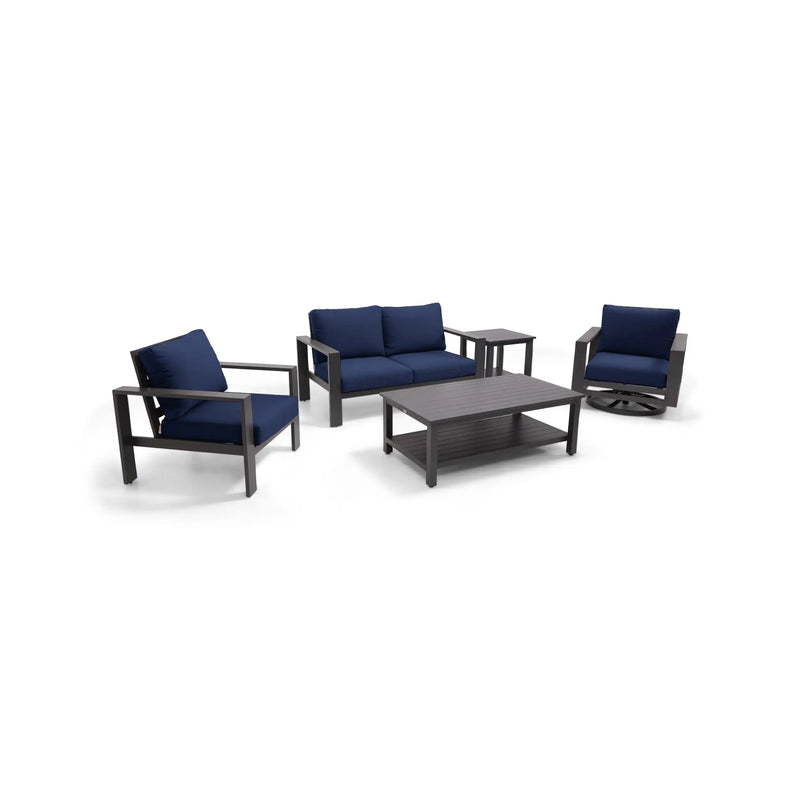 Sutton Grey 5 Piece Loveseat Group Indigo - The Great Escape
