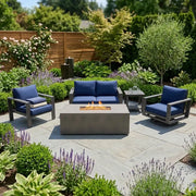 Sutton Grey 5 Piece Loveseat Firepit Chat Group Indigo - The Great Escape