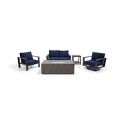 Sutton Grey 5 Piece Loveseat Firepit Chat Group Indigo - The Great Escape