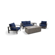 Sutton Grey 5 Piece Loveseat Firepit Chat Group Indigo - The Great Escape