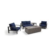Sutton Grey 5 Piece Loveseat Firepit Chat Group Indigo - The Great Escape
