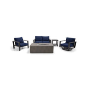 Sutton Grey 5 Piece Loveseat Firepit Chat Group Indigo - The Great Escape