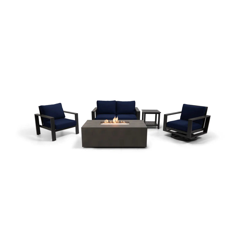 Sutton Grey 5 Piece Loveseat Firepit Chat Group Indigo - The Great Escape