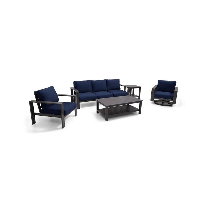 Sutton Grey 5 Piece Sofa Group Indigo - The Great Escape