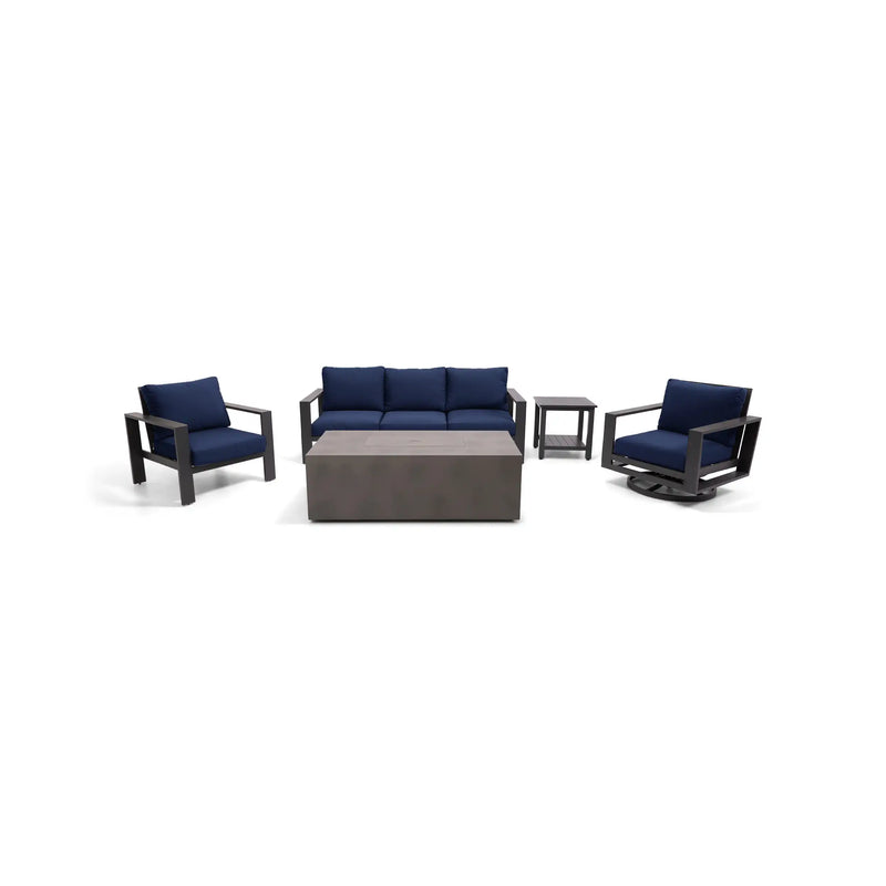 Sutton Grey 5 Piece Sofa Firepit Chat Group Indigo - The Great Escape
