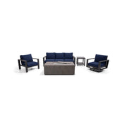 Sutton Grey 5 Piece Sofa Firepit Chat Group Indigo - The Great Escape