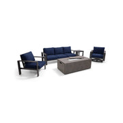 Sutton Grey 5 Piece Sofa Firepit Chat Group Indigo - The Great Escape