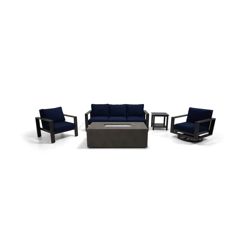 Sutton Grey 5 Piece Sofa Firepit Chat Group Indigo - The Great Escape