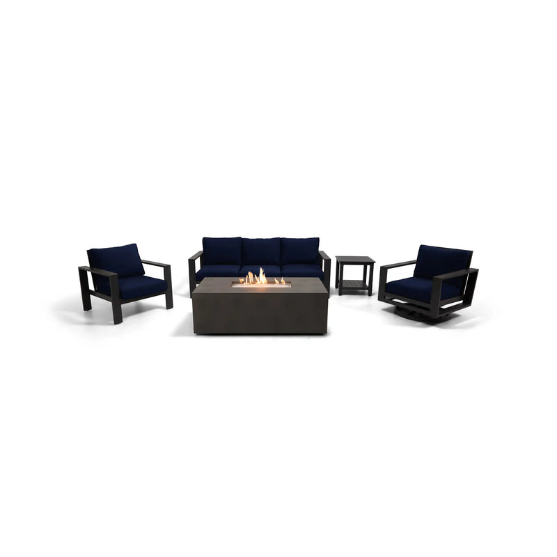 Sutton Grey 5 Piece Sofa Firepit Chat Group Indigo - The Great Escape