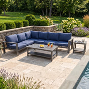Sutton Grey 6 Piece Sectional Chat Group Indigo - The Great Escape