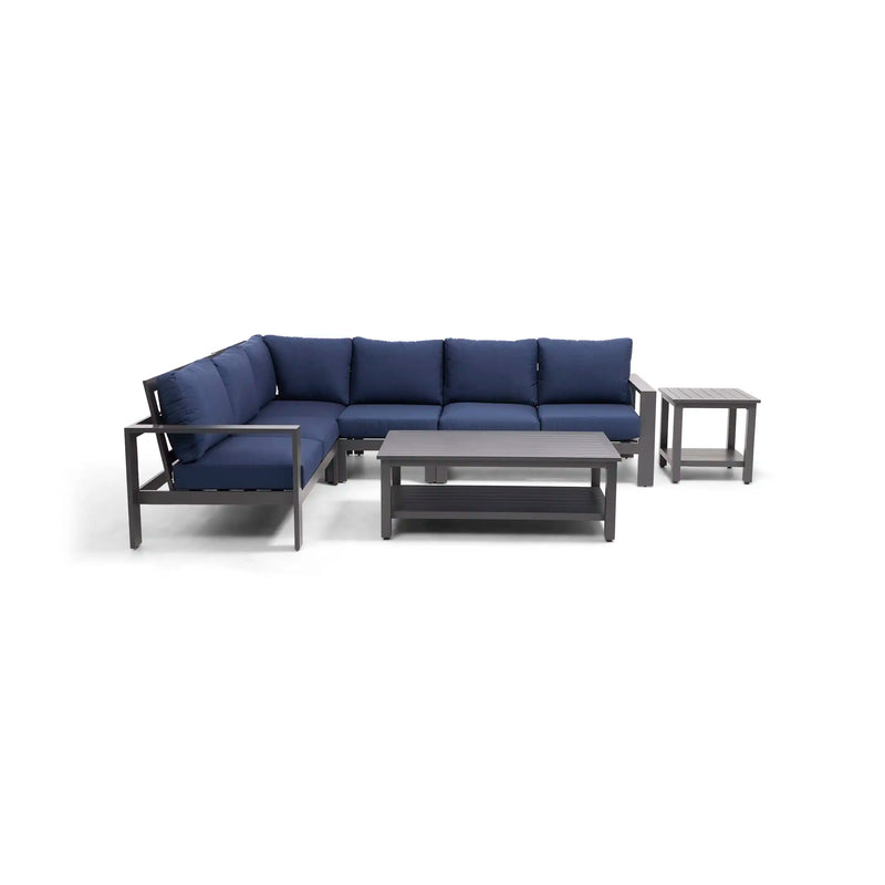 Sutton Grey 6 Piece Sectional Chat Group Indigo - The Great Escape