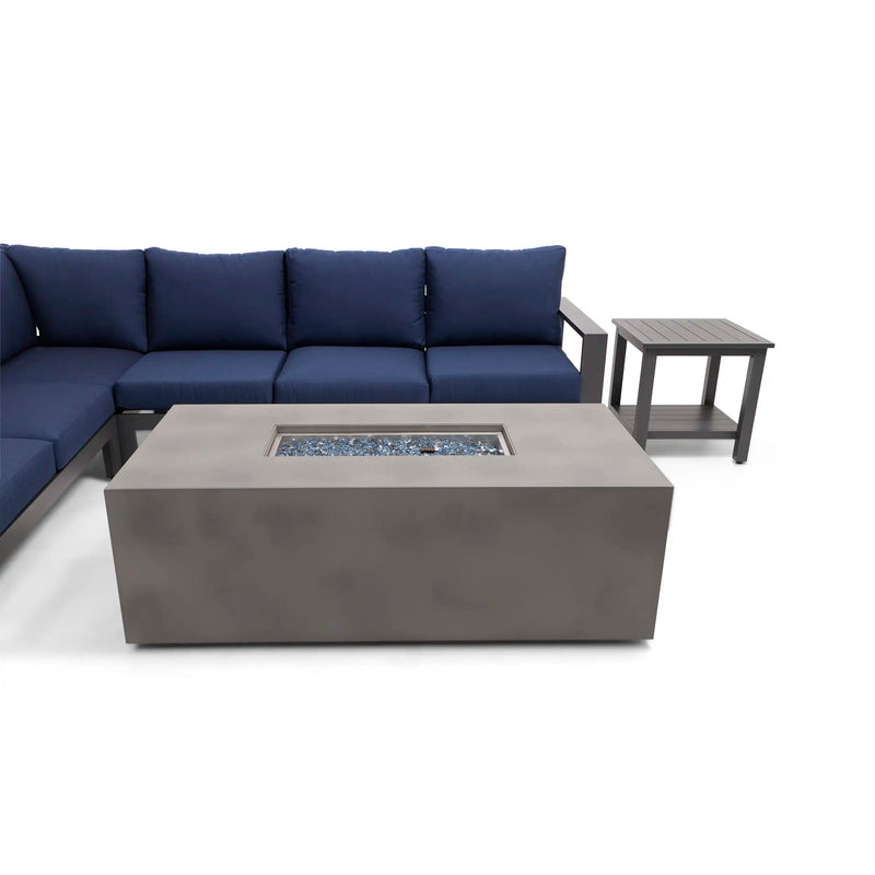 Sutton Grey 6 Piece Sectional Firepit Chat Group Dove - The Great Escape