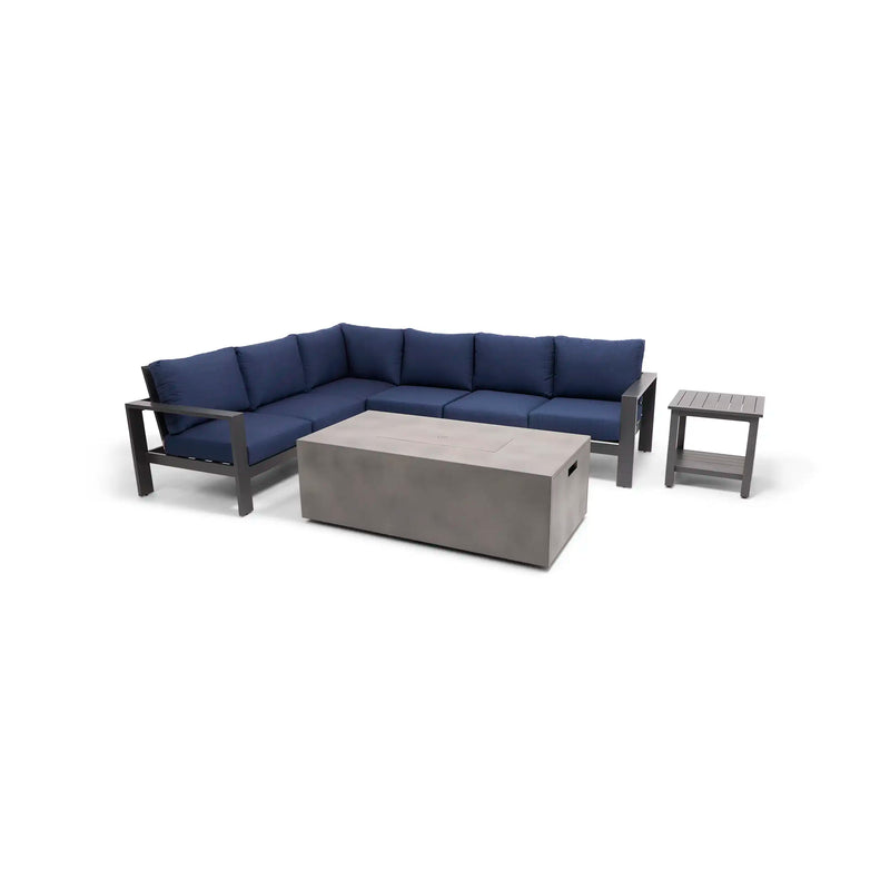 Sutton Grey 6 Piece Sectional Firepit Chat Group Dove - The Great Escape