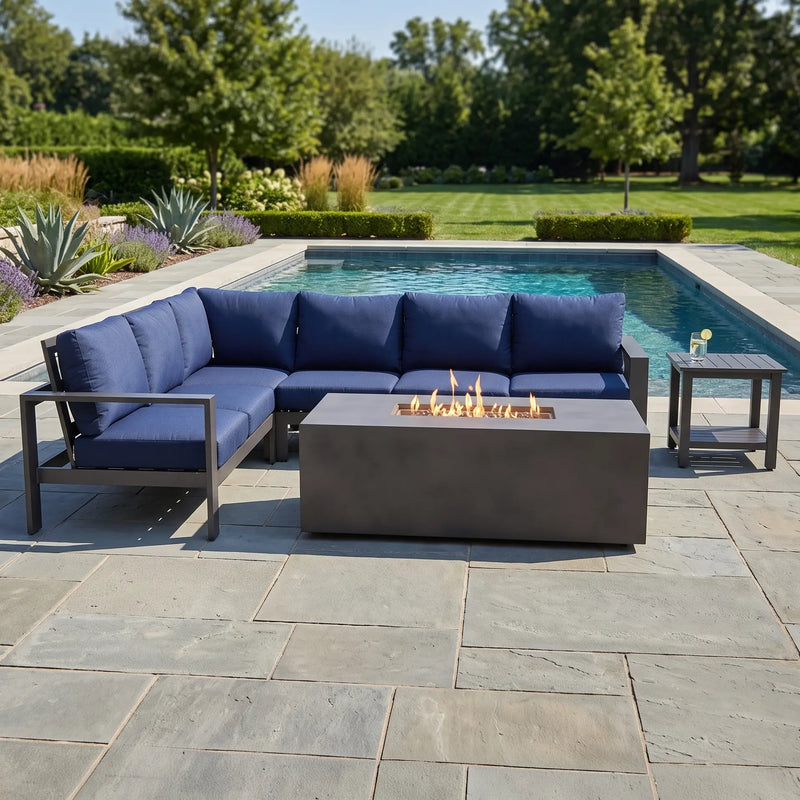 Sutton Grey 6 Piece Sectional Firepit Chat Group Dove - The Great Escape