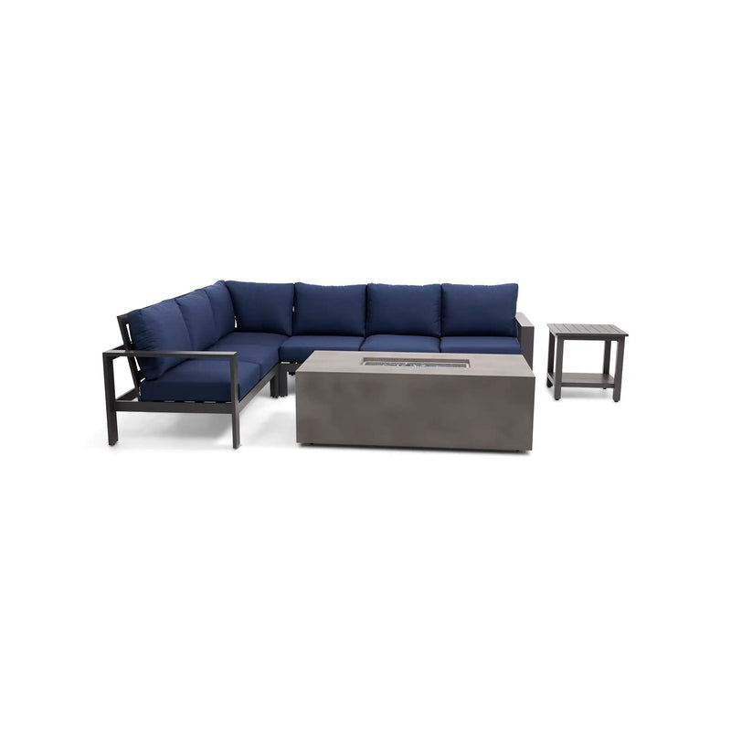 Sutton Grey 6 Piece Sectional Firepit Chat Group Dove - The Great Escape