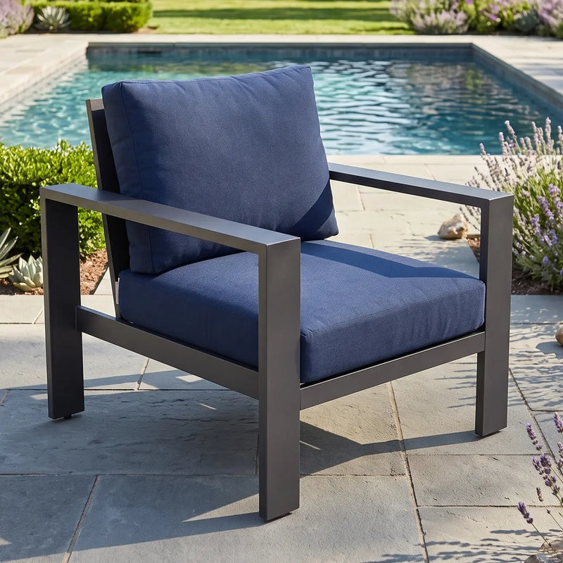Sutton Cushioned Lounge Chair - Indigo Acrylic - The Great Escape