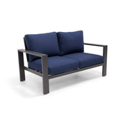Sutton Grey Cushioned Loveseat Indigo - The Great Escape