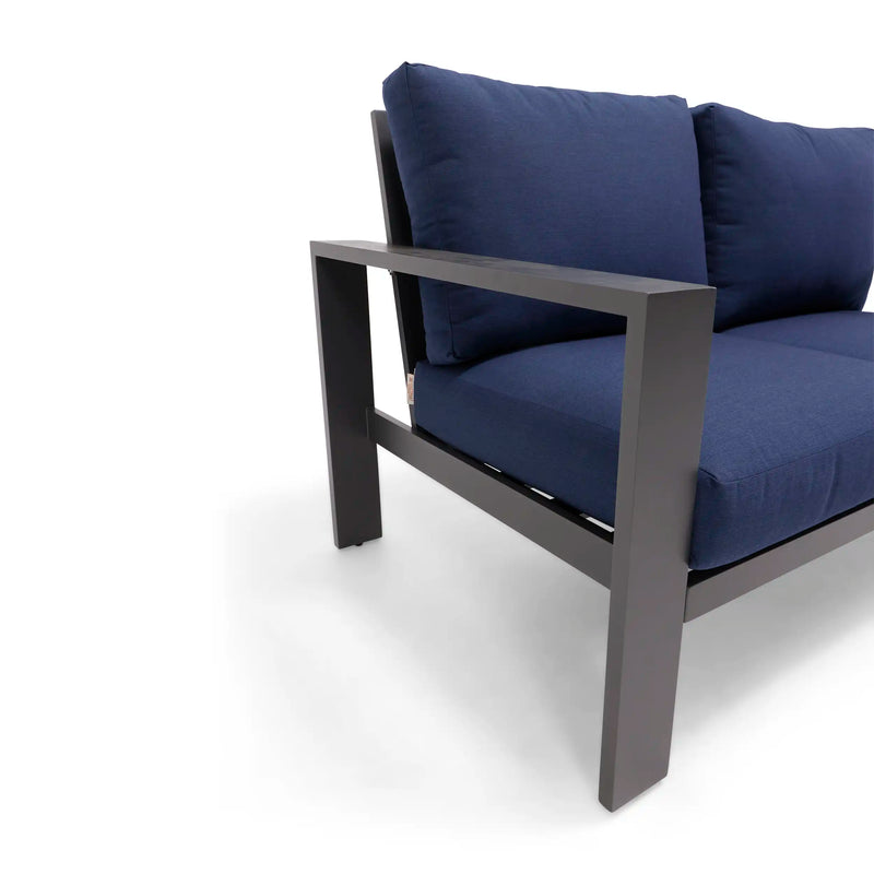 Sutton Grey Cushioned Loveseat Indigo - The Great Escape