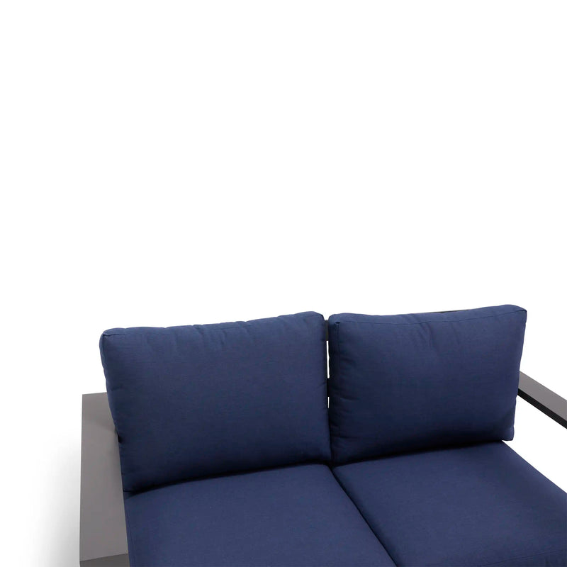 Sutton Grey Cushioned Loveseat Indigo - The Great Escape