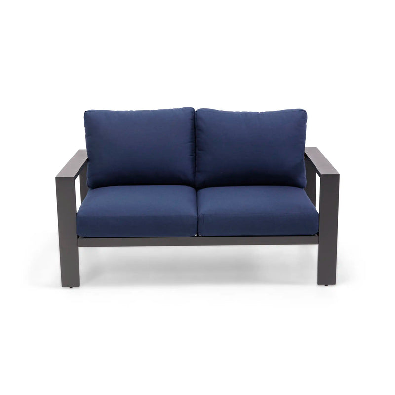 Sutton Grey Cushioned Loveseat Indigo - The Great Escape
