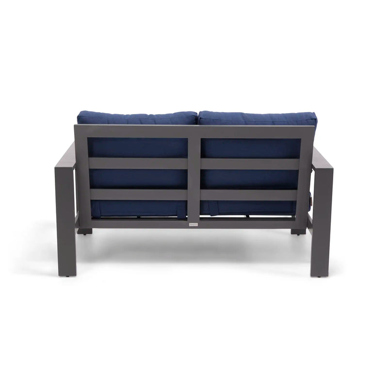 Sutton Grey Cushioned Loveseat Indigo - The Great Escape